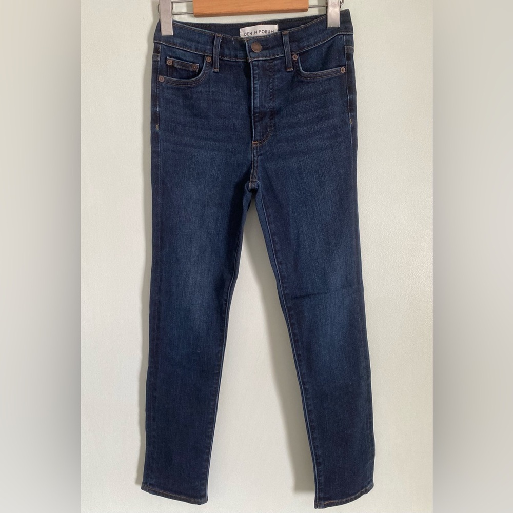 Denim Forum Aritzia The Nico Mid Rise Skinny Crop Size 26 Dark Wash Jeans Pants - Picture 2 of 7